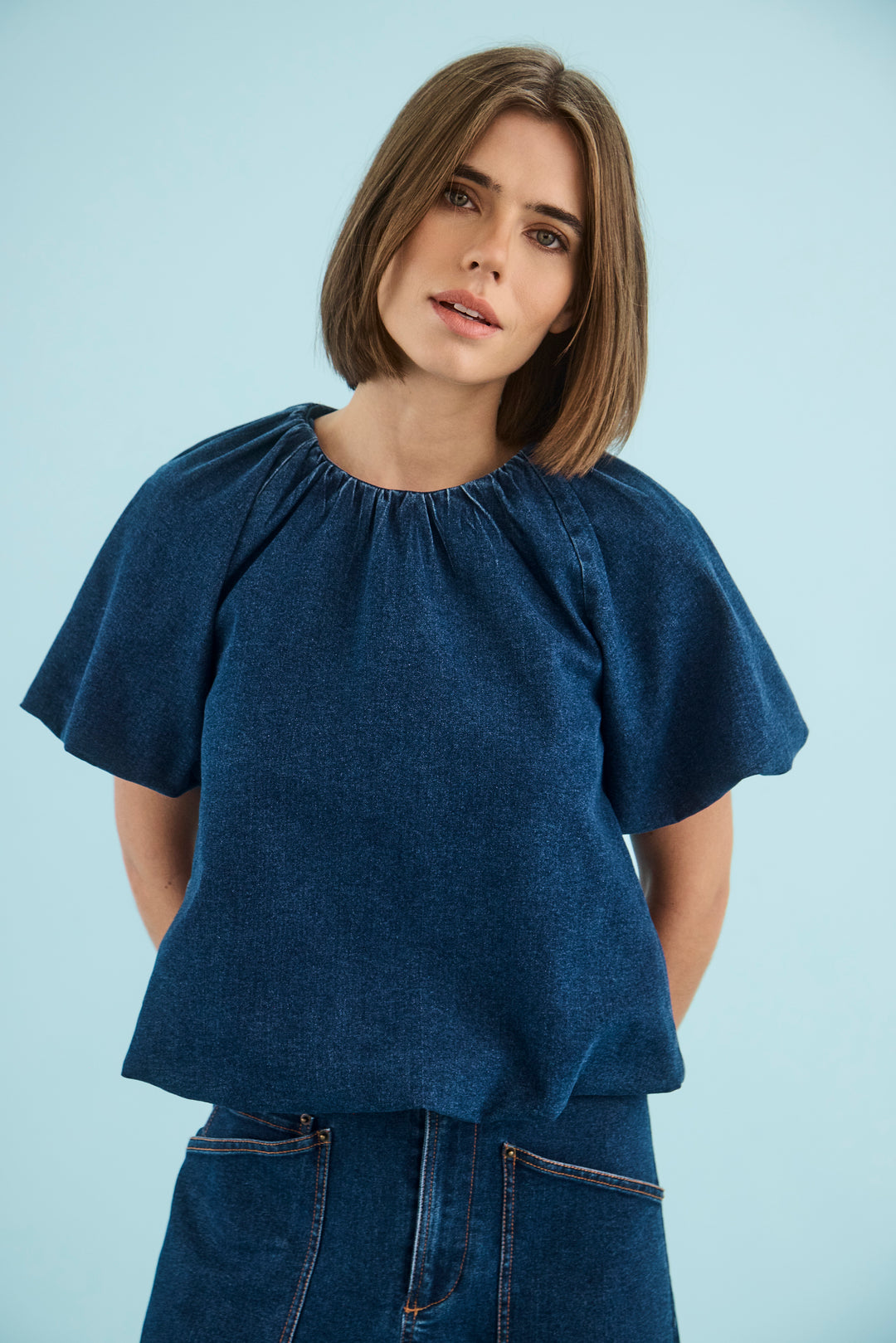 Mika Top | Blue Rigid Denim