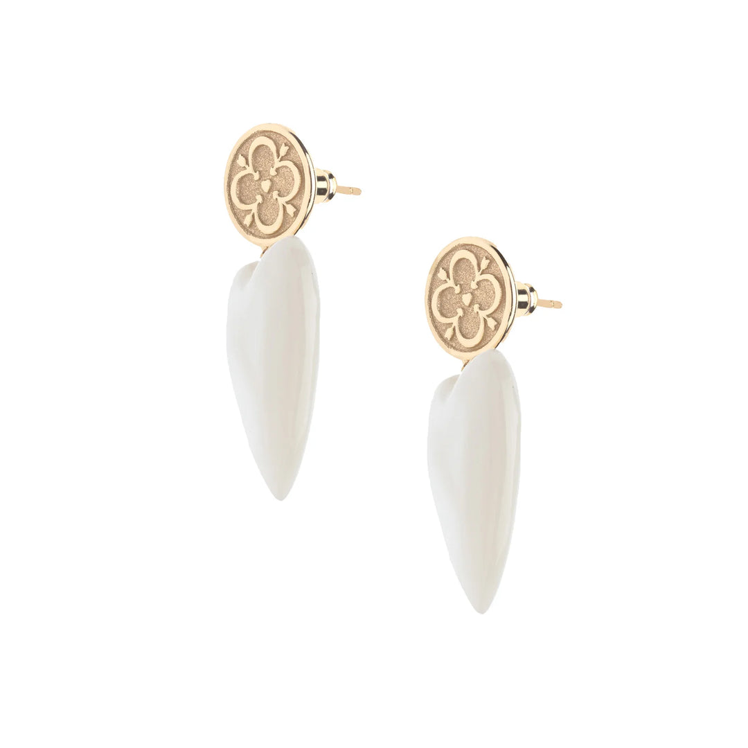 LOVE Carry Your Heart Earrings in Mother of Pearl