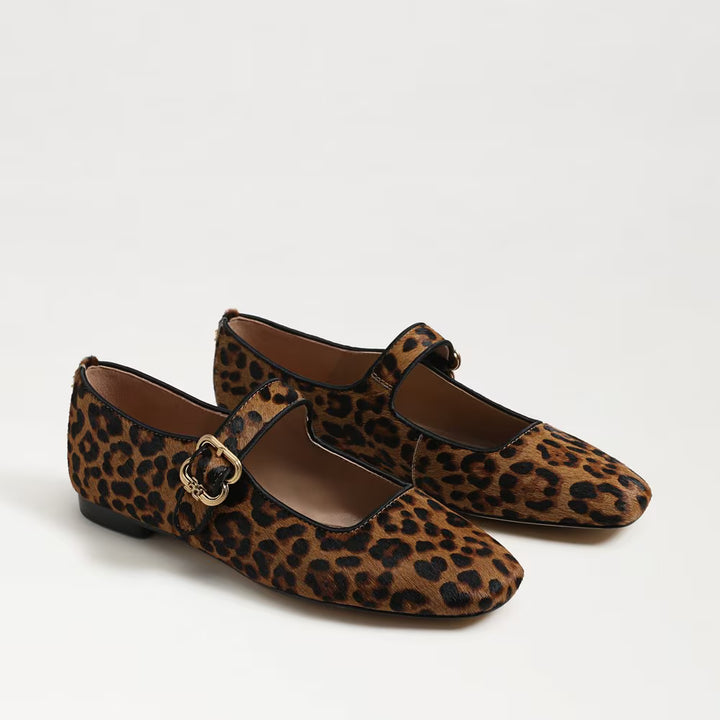 Michaela Mary Jane Flat | Leopard Brahma Hair Leather