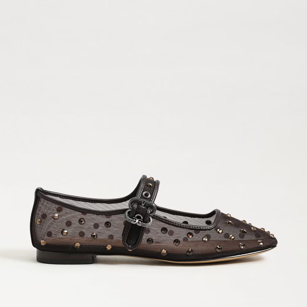 Michaela Shine Mary Jane Flat | Cafe Noir Mesh