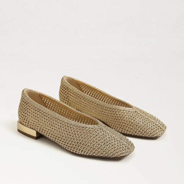Kasey Knit Ballet Flat | Amber Gold Woven - Charlotte's Inc