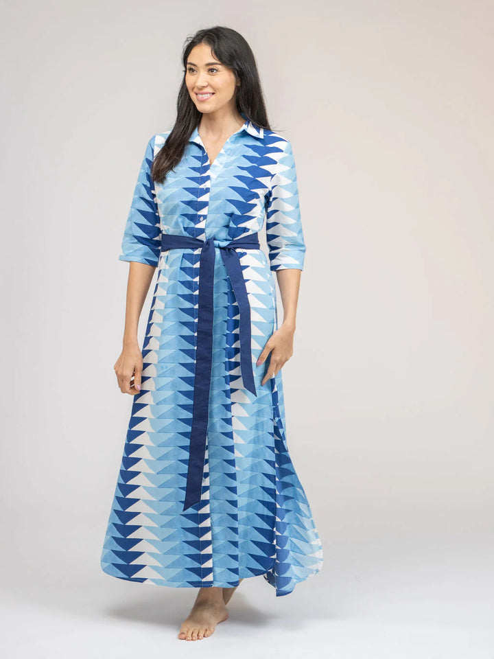 Eloise Dress | Triangle Ocean Blue