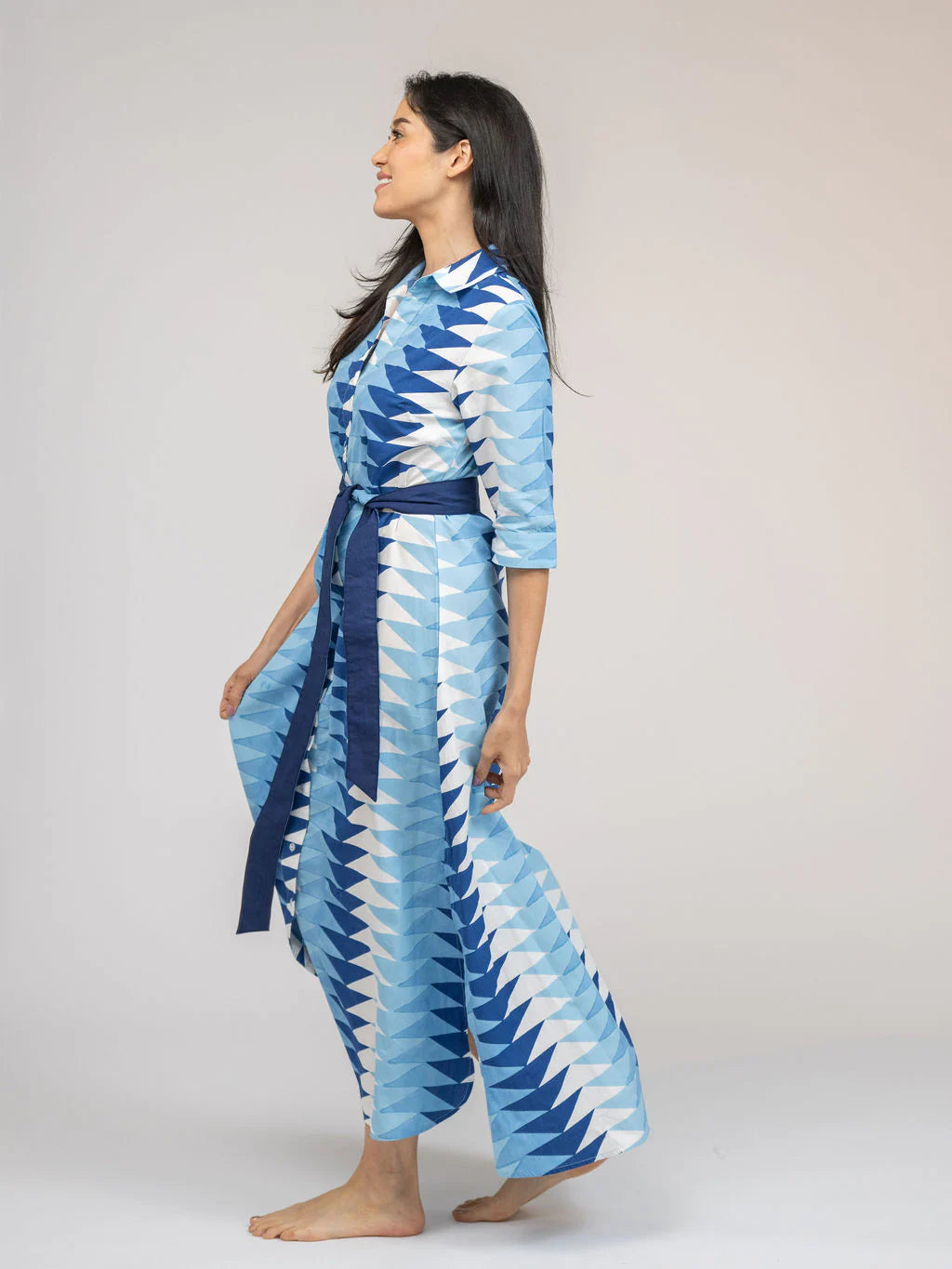 Eloise Dress | Triangle Ocean Blue