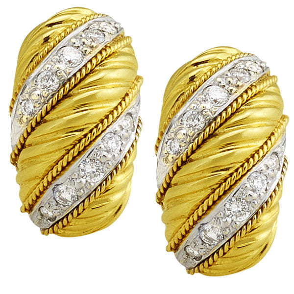 14kt Gold Clip Post Earrings with .76pts Diamonds EZ1252