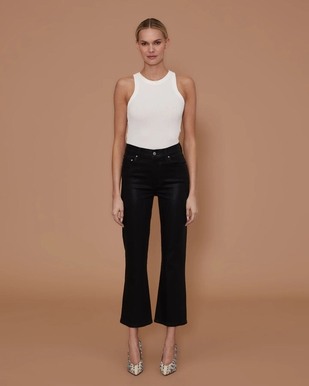 Bella Crop Flare | Black Coated