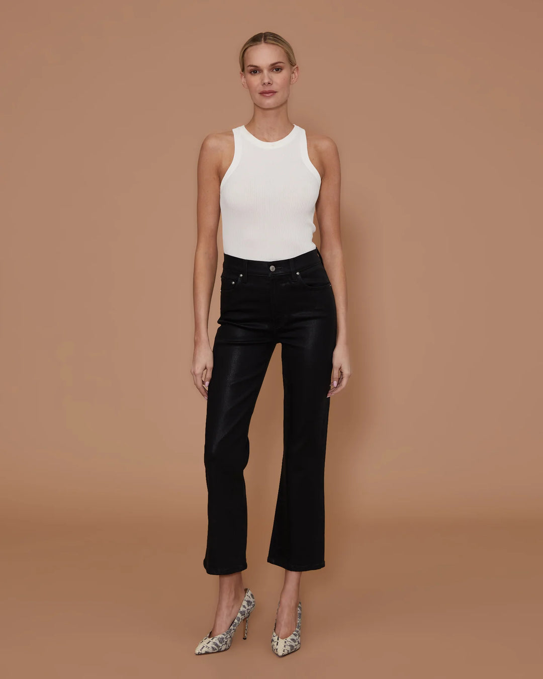 Bella Crop Flare | Black Coated
