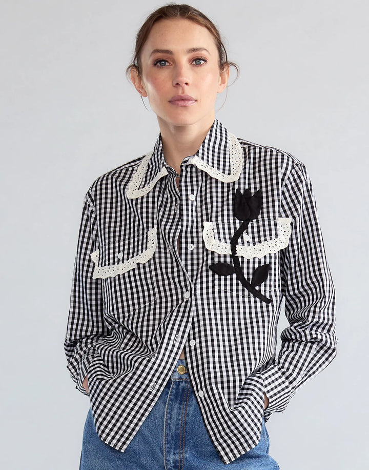 Not My First Rodeo Shirt | Black & White Gingham