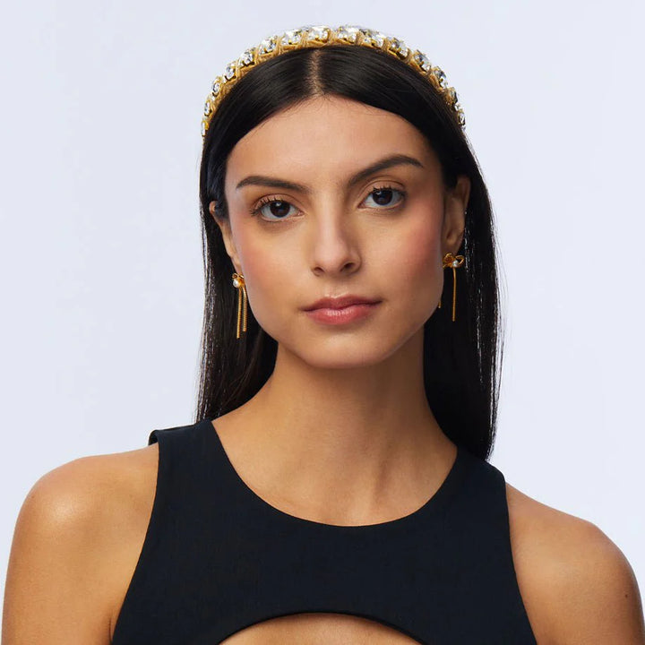 Square Crystal Strand Headband | Gold