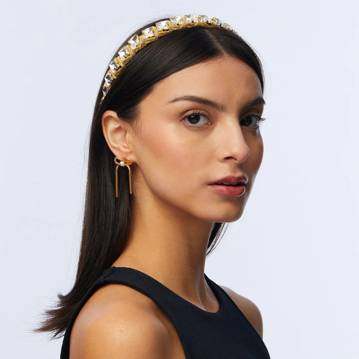 Square Crystal Strand Headband | Gold