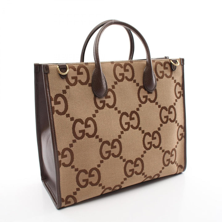 Gucci Monogram Jumbo GG Textured Dollar Calfskin Web Tote Bag