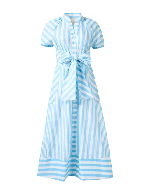 Tie Waist Shirt Dress | Blue & White Stripe