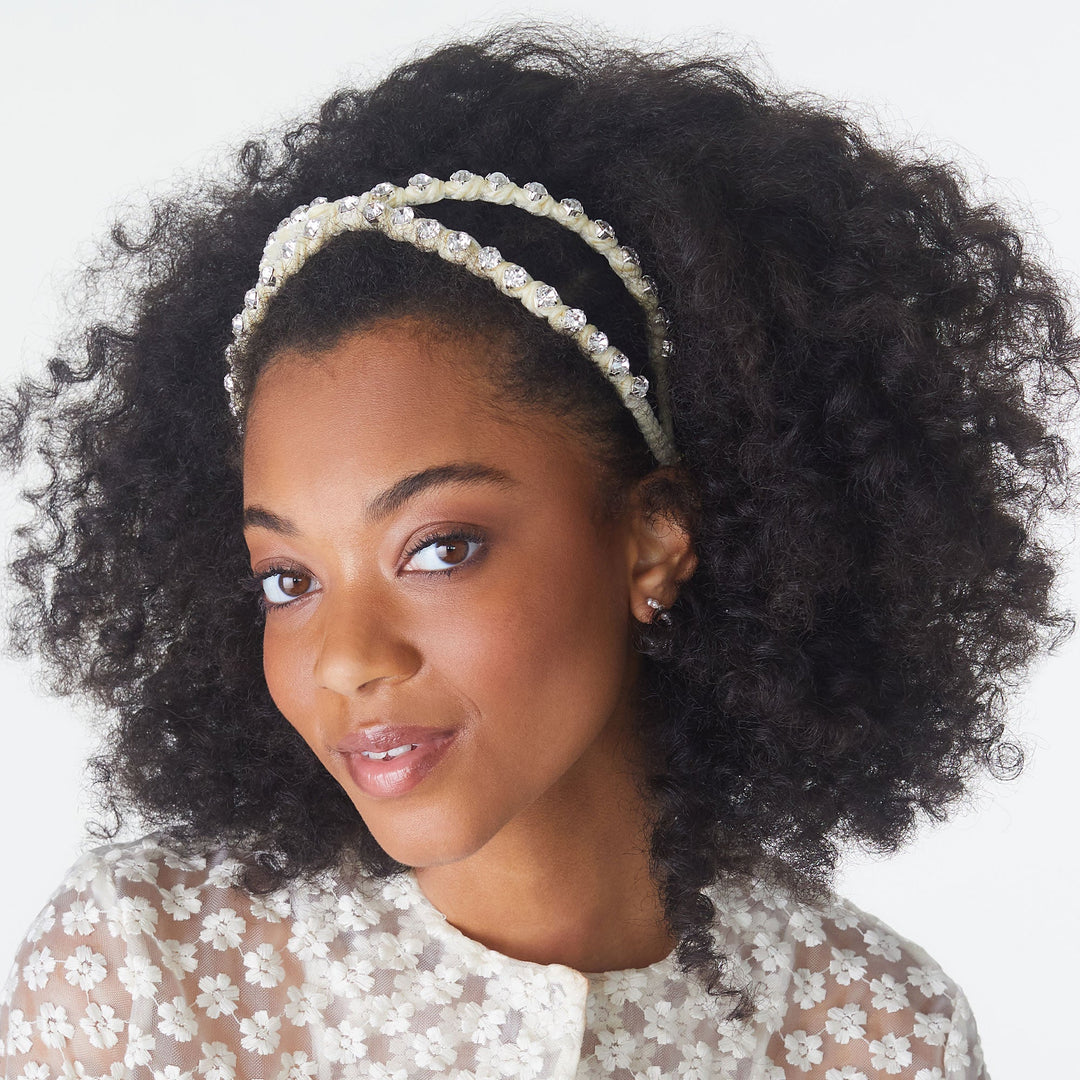 Crystal Crossover Headband | Ivory
