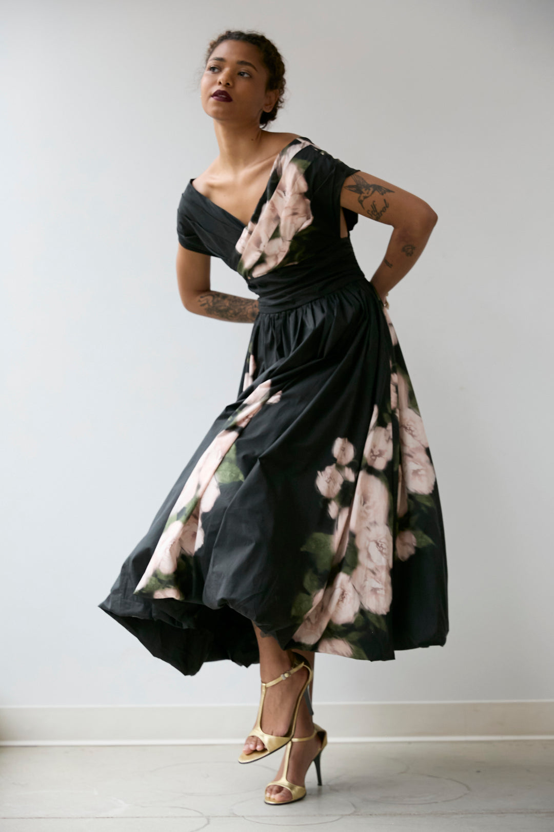 Fichu Dress | Ebony Rose Bouquet