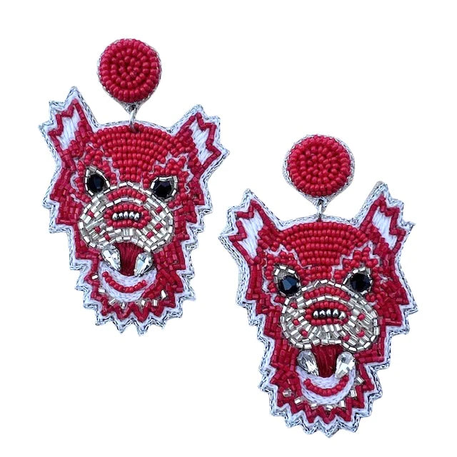 Allie Beads Red Wolf Earrings