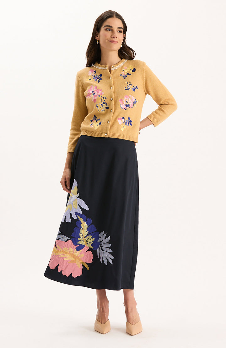Valentina Applique Skirt | Mid Navy