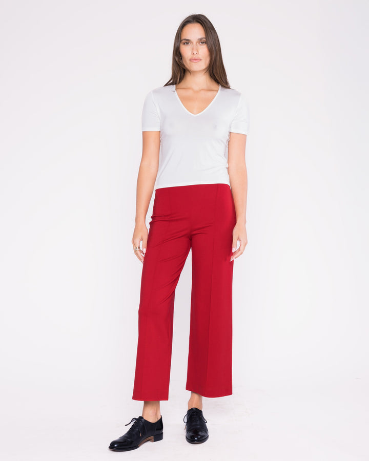 Ponte Knit Straight Leg Cropped Pant + Colors