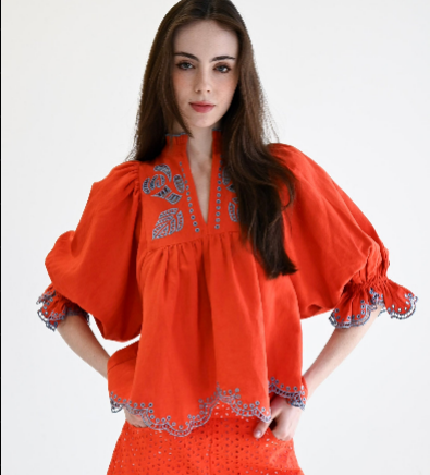 High Neck Top | Orange