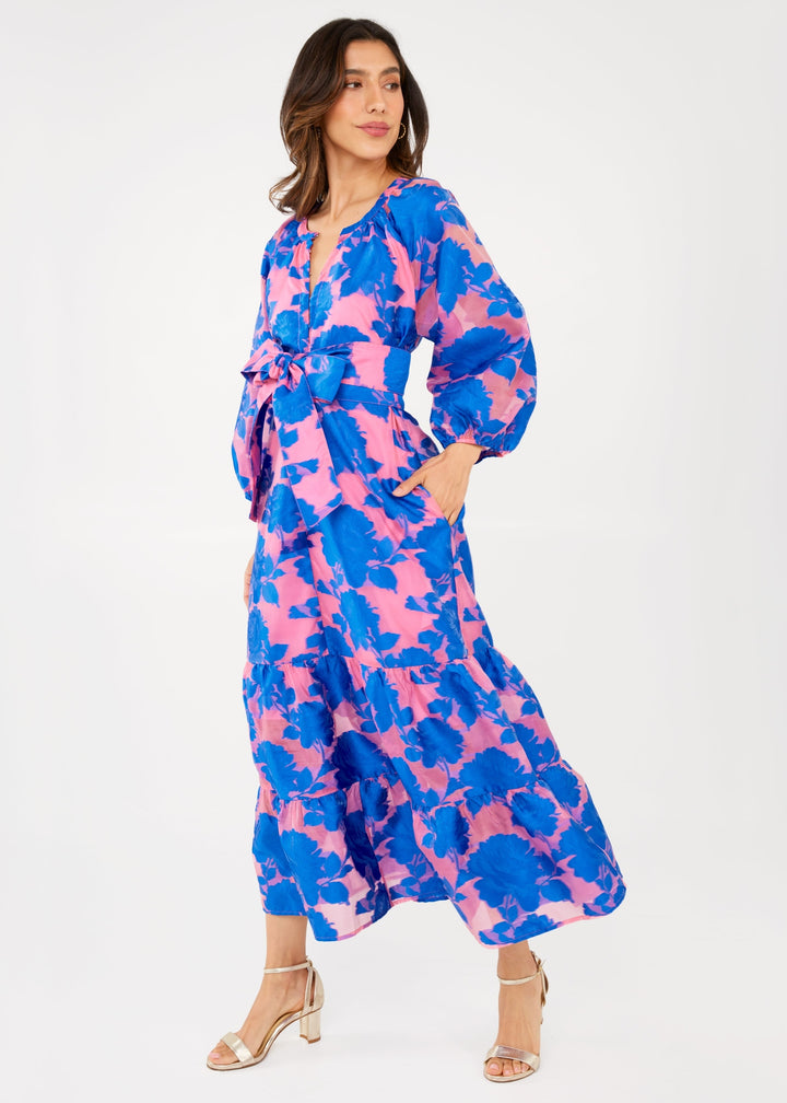 Elise Dress | Pink & Blue Tea Rose