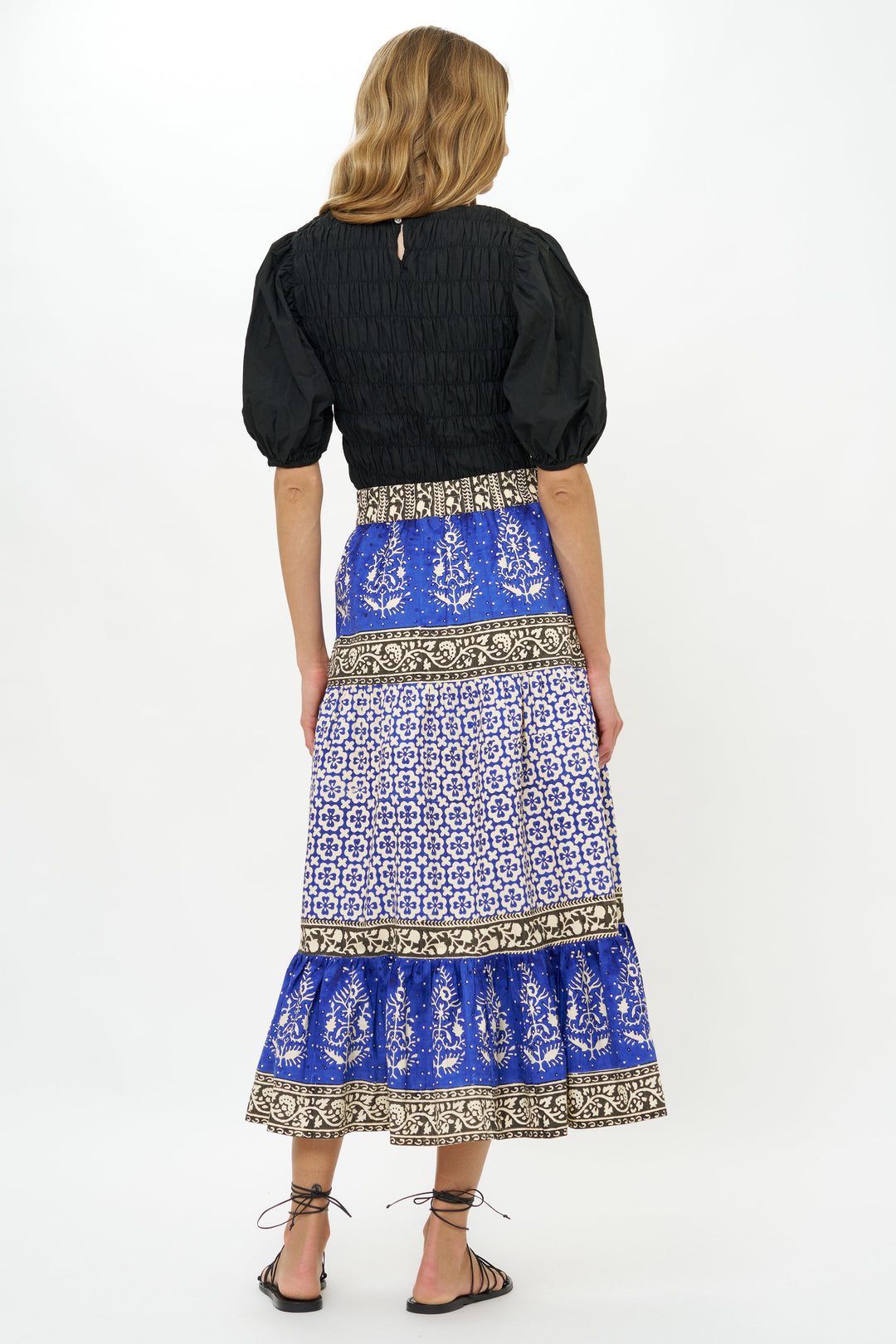 Button Front Skirt | Jaisalmer Cobalt