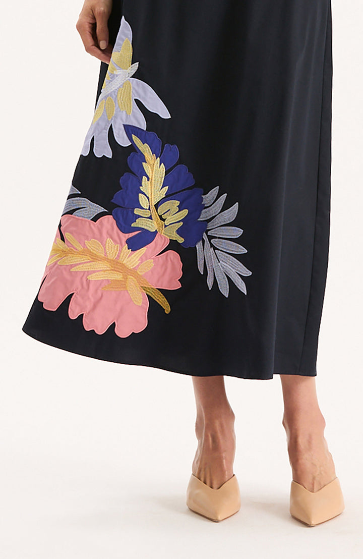 Valentina Applique Skirt | Mid Navy