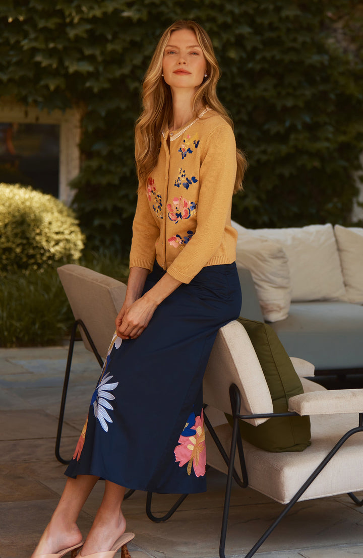 Valentina Applique Skirt | Mid Navy