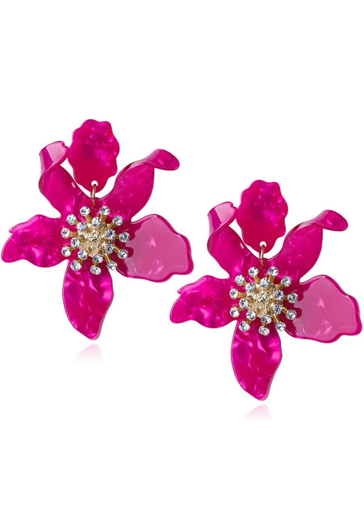 Oversized Acrylic Flower Statement Earrings