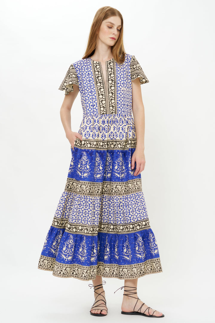 V-Neck Maxi | Jaisalmer Cobalt
