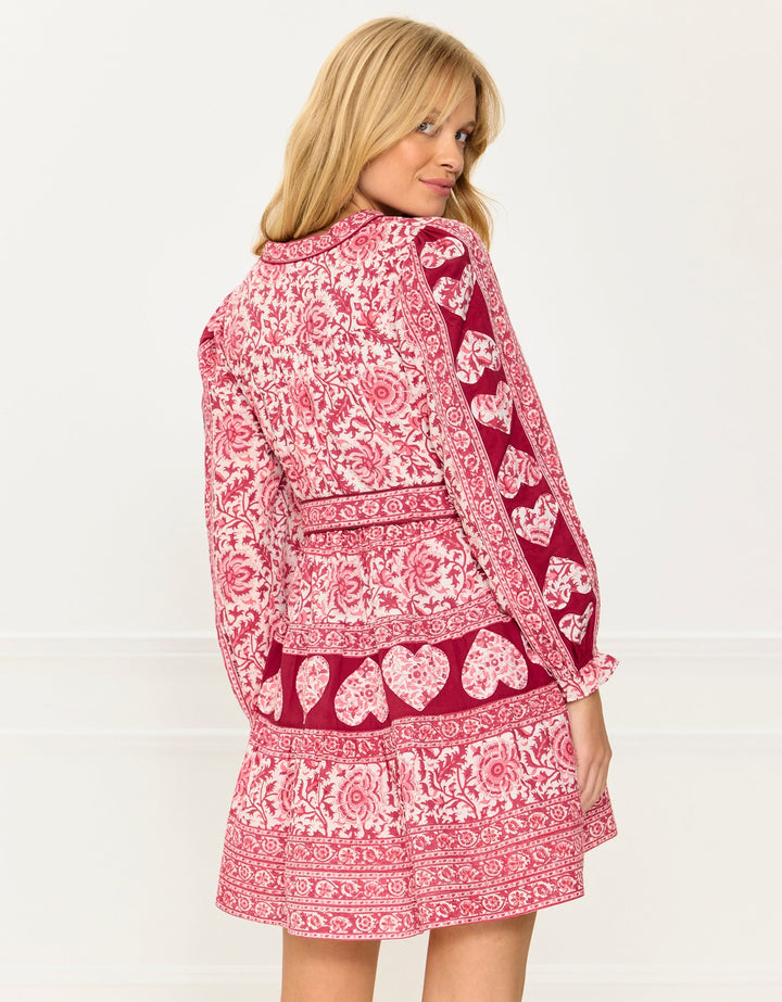 Gemma Mini Dress | Burgundy Patchwork