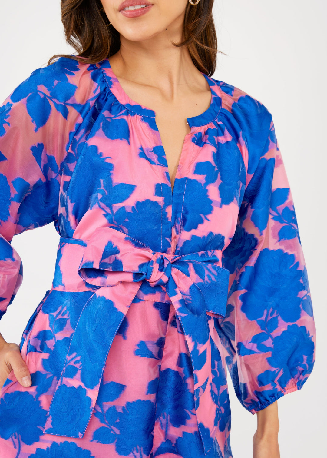 Elise Dress | Pink & Blue Tea Rose