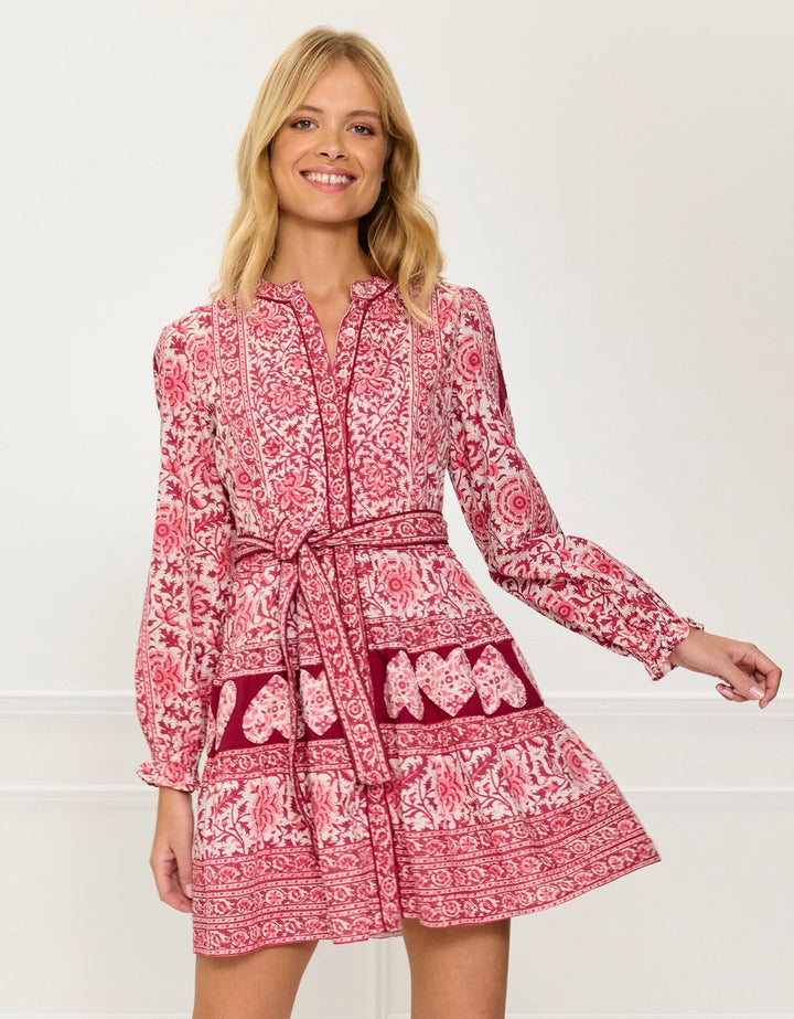Gemma Mini Dress | Burgundy Patchwork