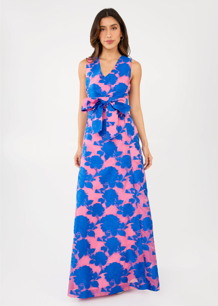 Arden Gown | Pink & Blue Tea Rose Organza