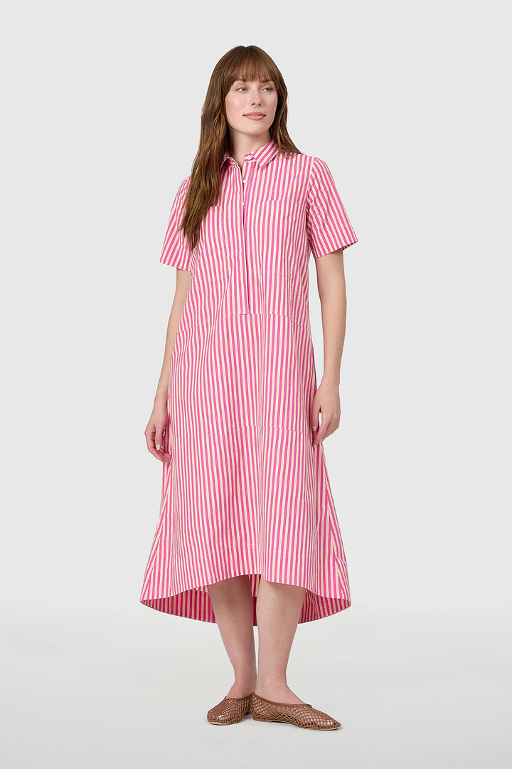 City Dress | Raspberry Pinstripe