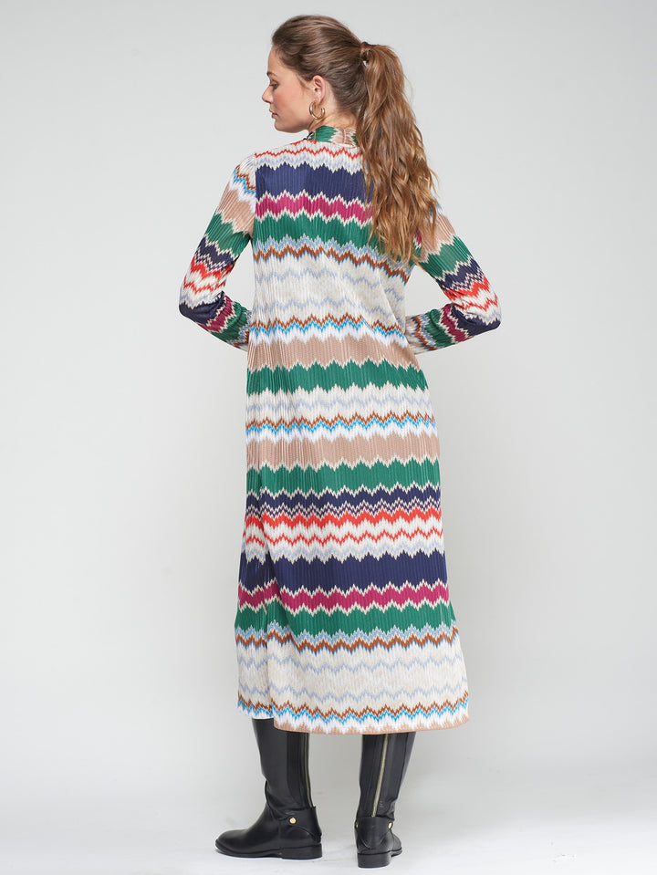 Marga Dress | Green Herringbone Lurex Jacquard