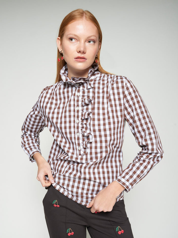 Volantes Shirt | Brown & White