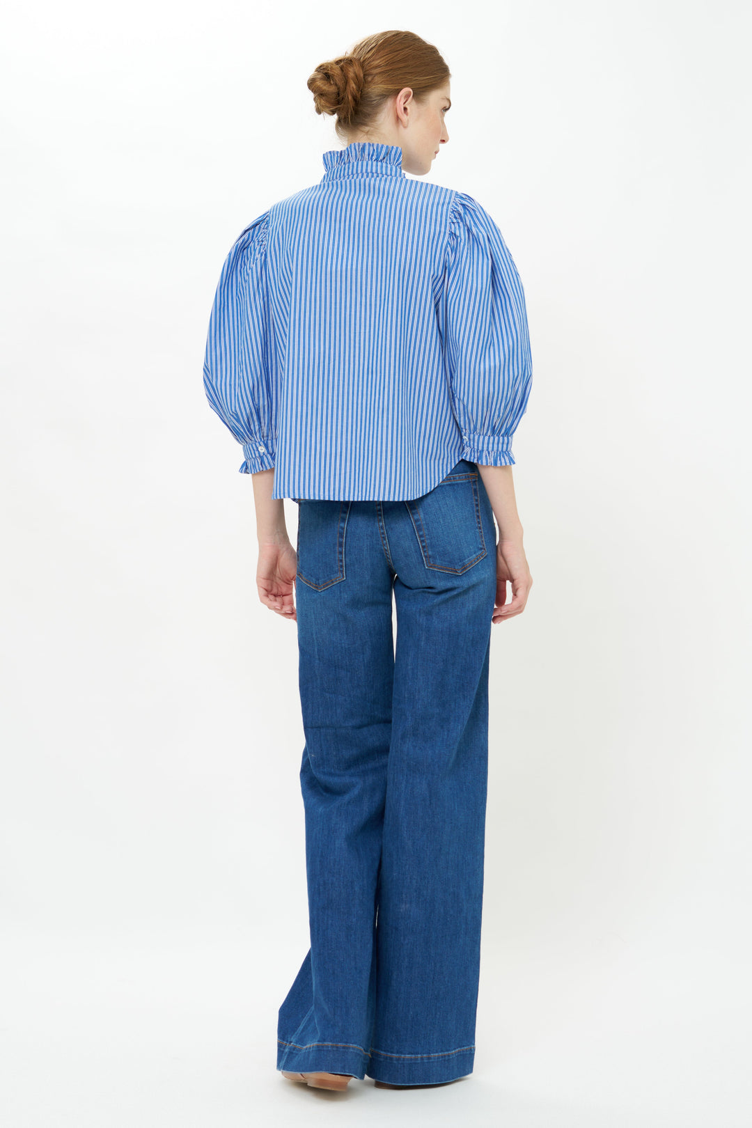 Ruffle Front Button Blouse | Devon Blue