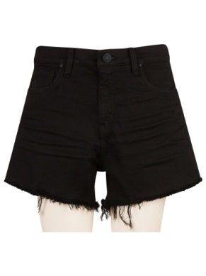 Jane High Rise Long Short Fray Hem | Black