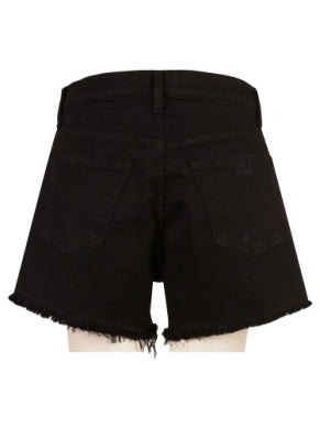 Jane High Rise Long Short Fray Hem | Black