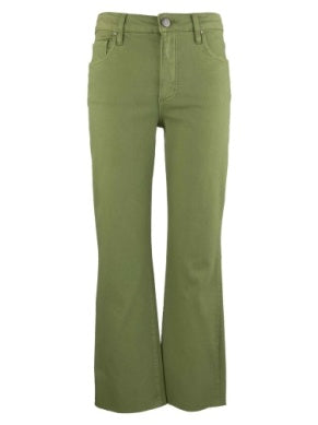 Kelsey High Rise Fab Ab Ankle Pants with Raw Hem | Army Green