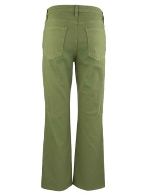 Kelsey High Rise Fab Ab Ankle Pants with Raw Hem | Army Green
