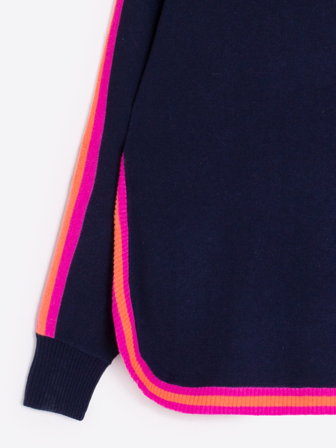 Wool Blend Sweater | Navy with Colored Trims