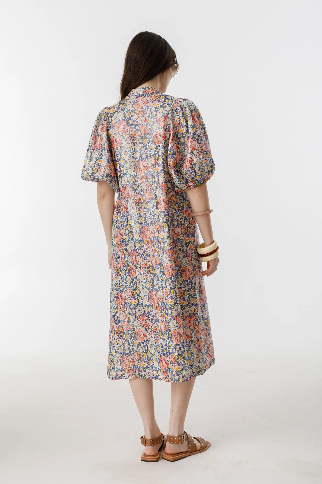 Bubble Metallic Linen Dress | Florece Print
