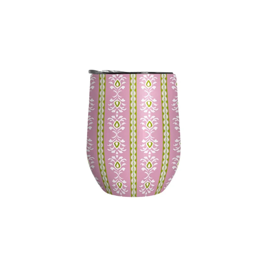 12oz Wine Tumbler | Rosemary Stripe Pink