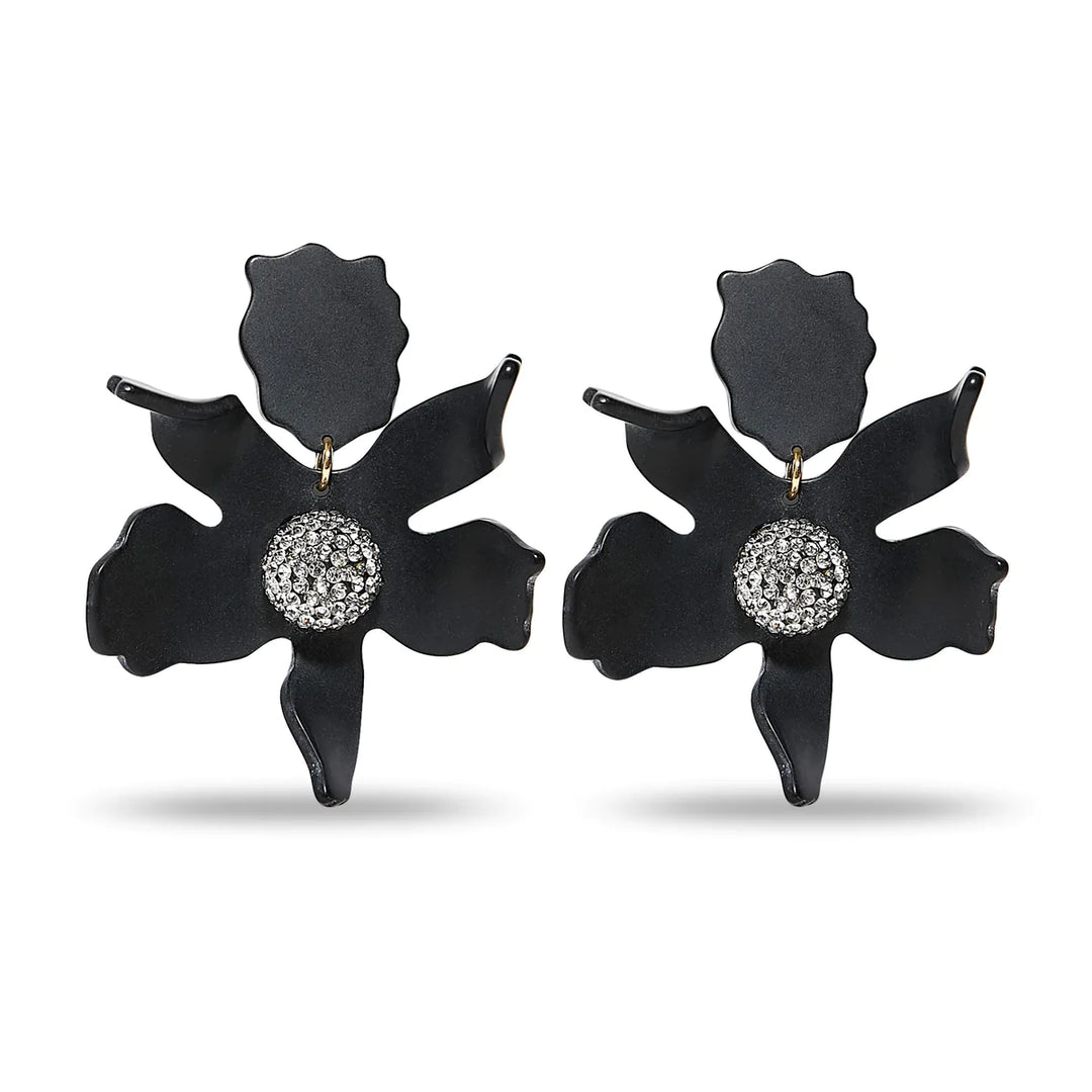 Lele Sadoughi Jet Crystal Lily Earrings