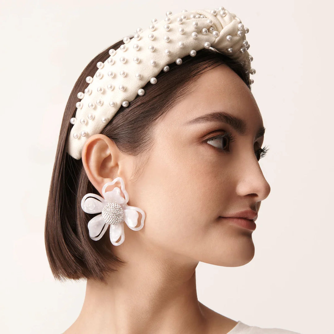 Lele Sadoughi IVORY WOVEN PEARL HEADBAND