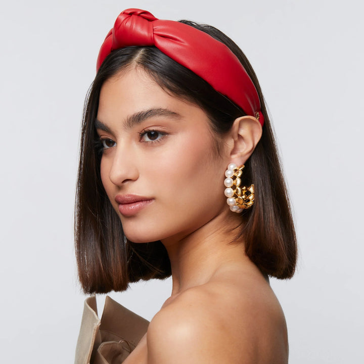 Lele Sadoughi Faux Leather Knotted Headband | Red