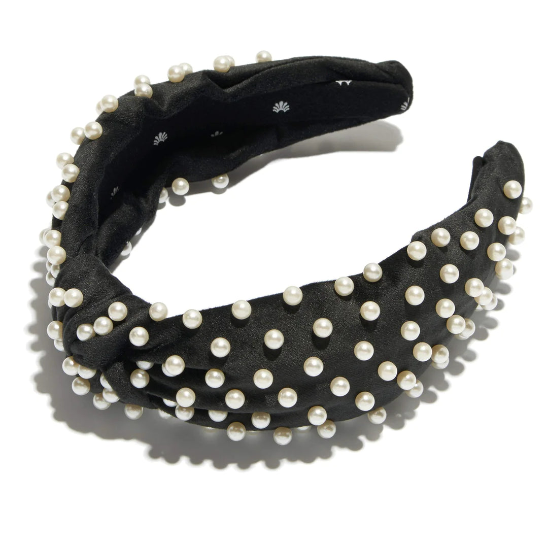 Lele Sadoughi Velvet Knotted Pearl Headband | Black