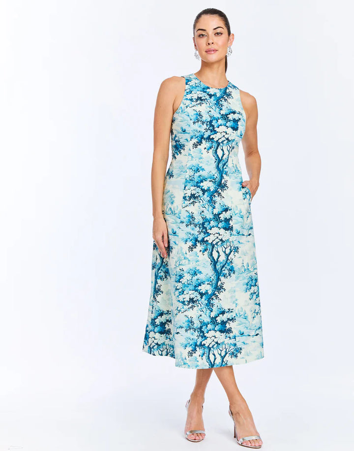 Louisa Midi Dress | Blue/Ivory