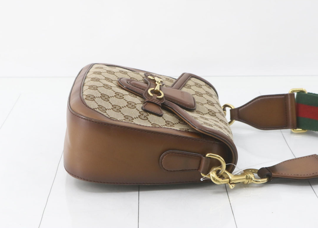 Gucci Canvas Sherry Line Horsebit Shoulder Bag