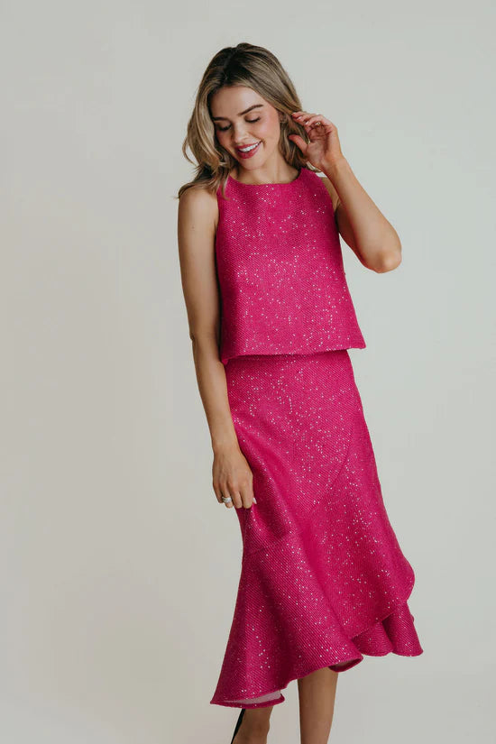 Rae Skirt | Pink Tweed