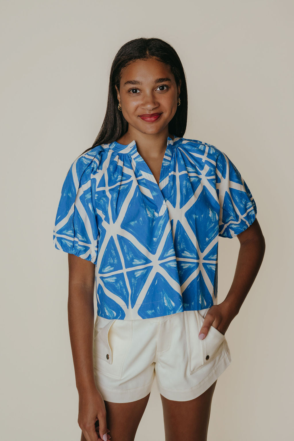 Henley Top | Blue Tile